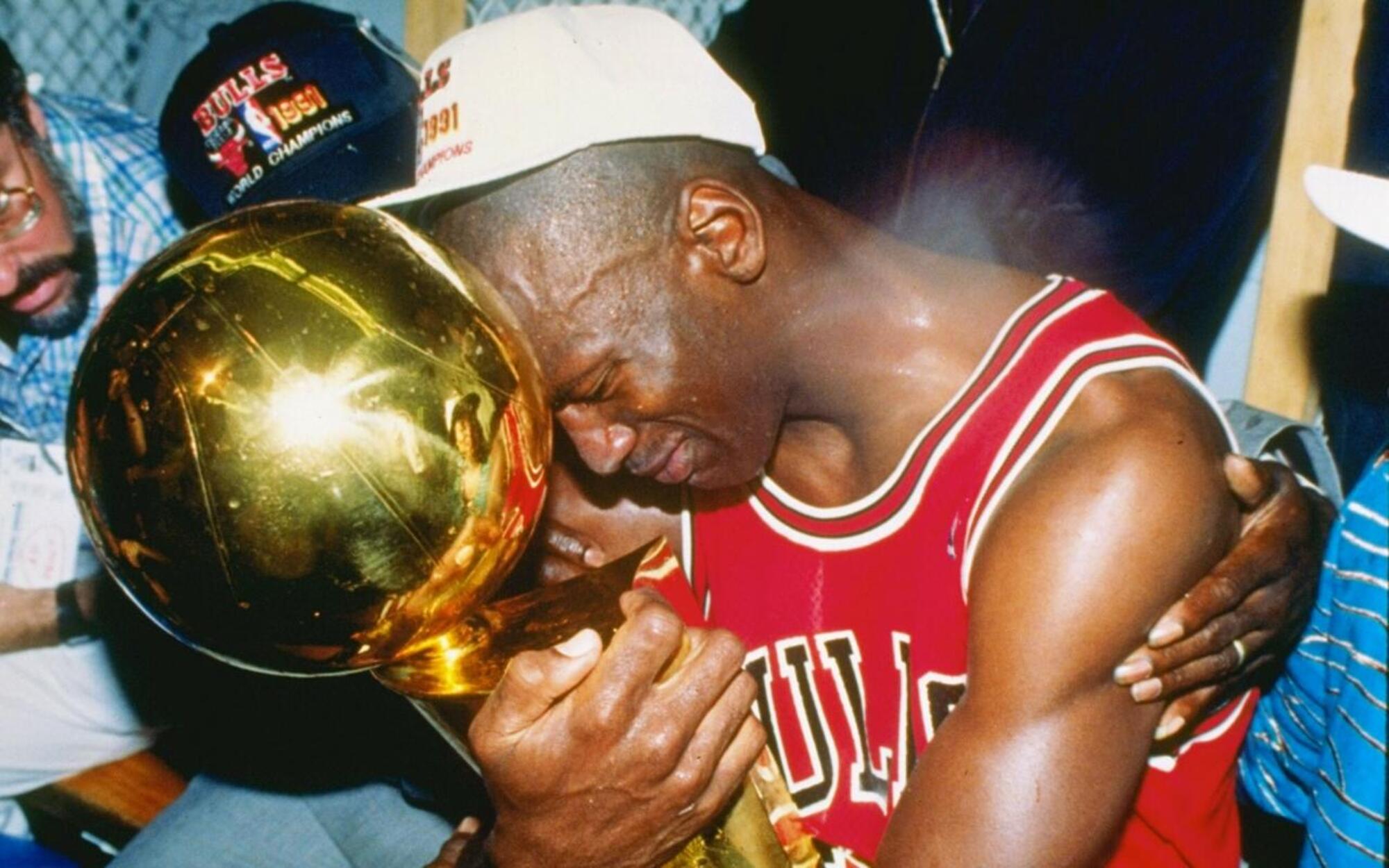 Michale Jordan in lacrime dopo il titolo 1997