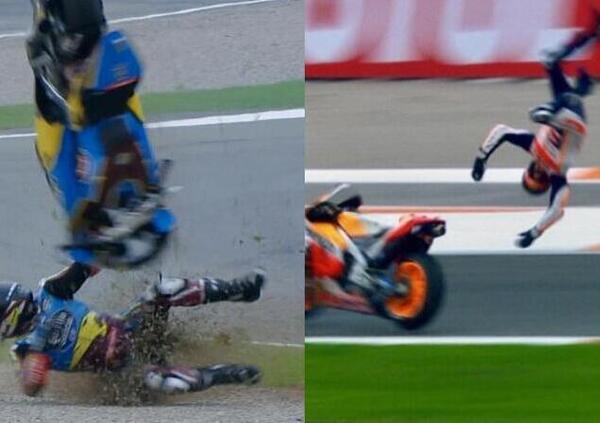 I video delle cadute di Alex Marquez e Sam Lowes: ex rivali e stessa (spaventosa) sorte a Valencia