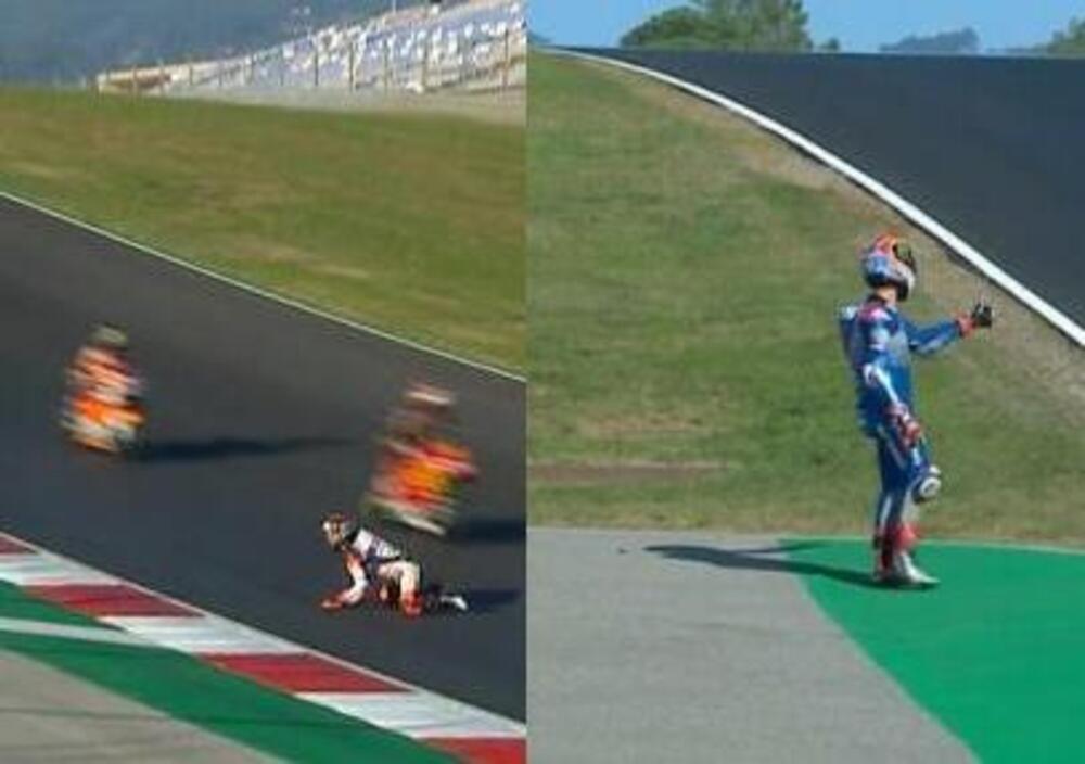 Portimao e la Curva 8: i video di Aron Canet che rischia grosso e di Alex Rins che fa l&rsquo;autostop