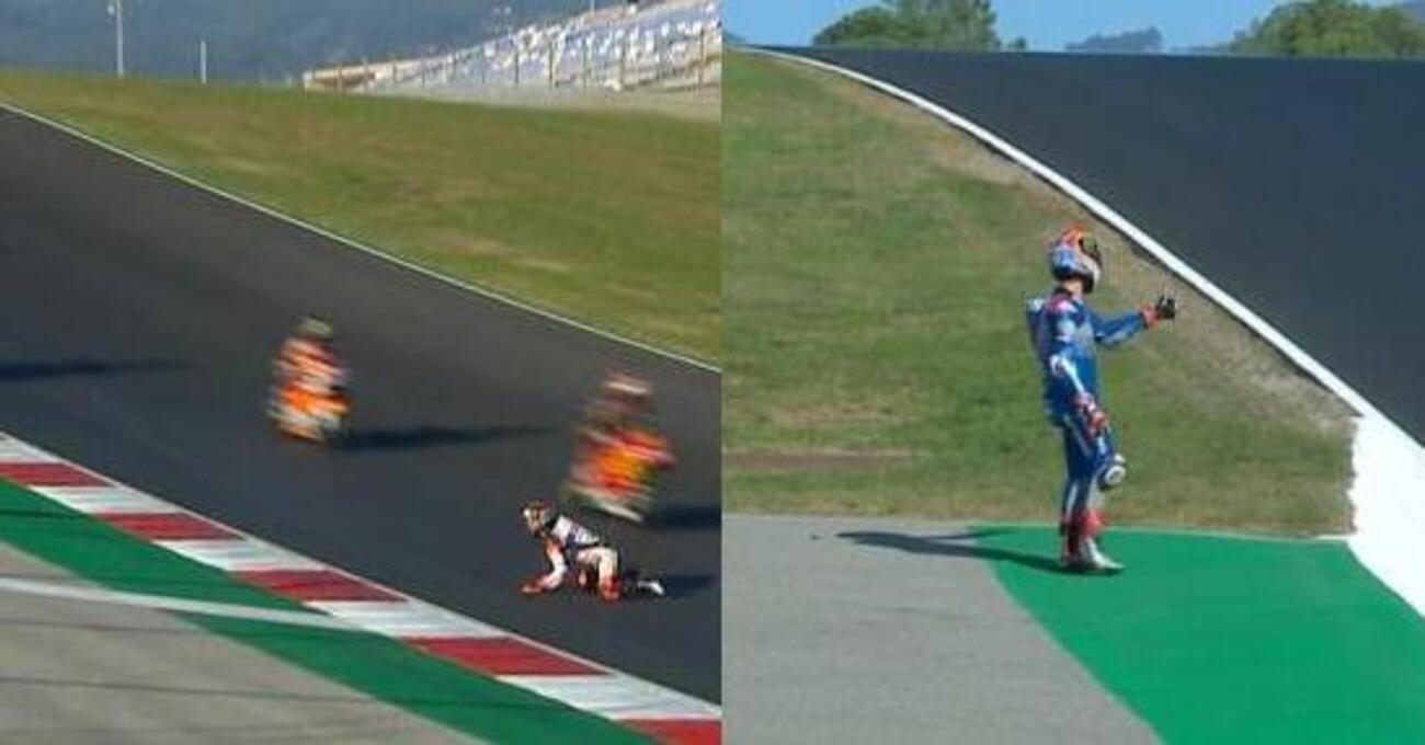 Portimao e la Curva 8: i video di Aron Canet che rischia grosso e di Alex Rins che fa l&rsquo;autostop