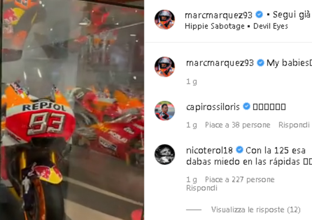 Marc Marquez chiama &ldquo;bimbe&rdquo; le sue moto! Scarpette e bagnetto? [VIDEO]