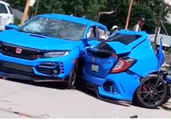 Che botto con la Honda Civic Type R: spezzata a met&agrave;! [VIDEO]