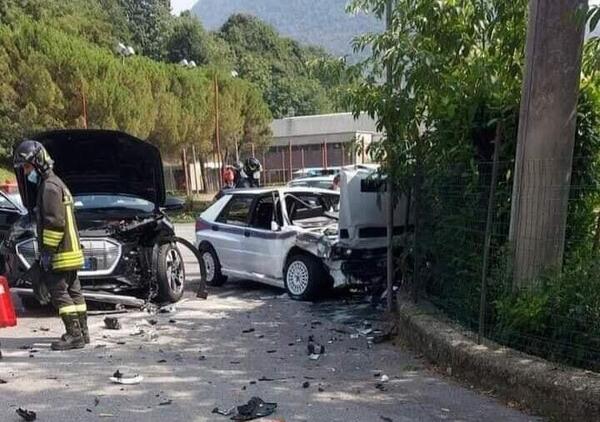 Schianto ad Albino con il Deltone: brutto crash per la Lancia Delta Integrale in livrea Martini [FOTO]