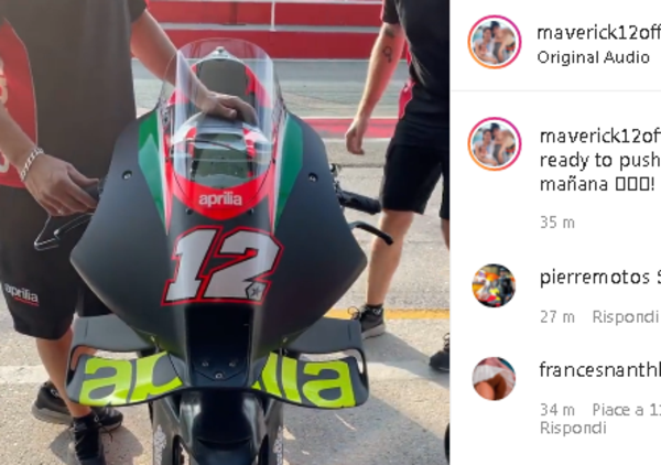 Ecco l&#039;Aprilia di Maverick Vinales: il video del primo ruggito a Misano