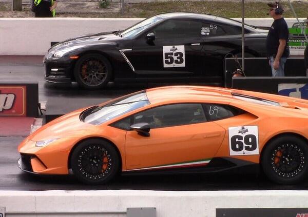 Lamborghini Huracan vs Nissan GTR e Porsche 911 Turbo: ecco chi ha vinto la Drag Race [VIDEO]