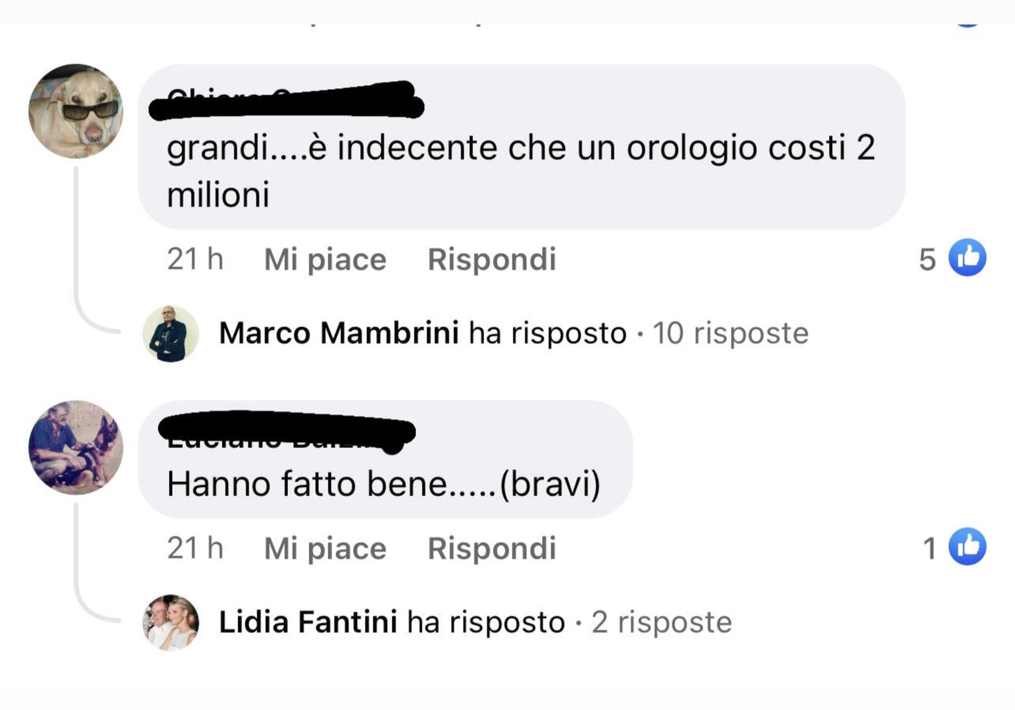 Alcuni commenti sui social