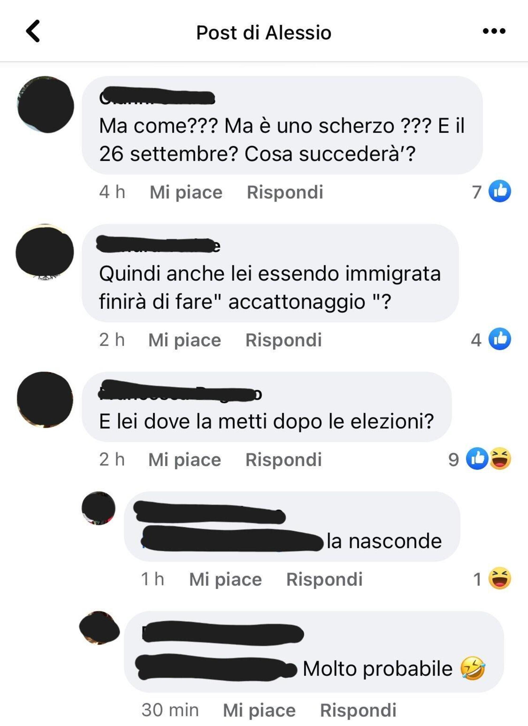 20220905 130246077 2150Alcuni dei commenti sotto alla foto di Alessio di Giulio con la sua fidanzata