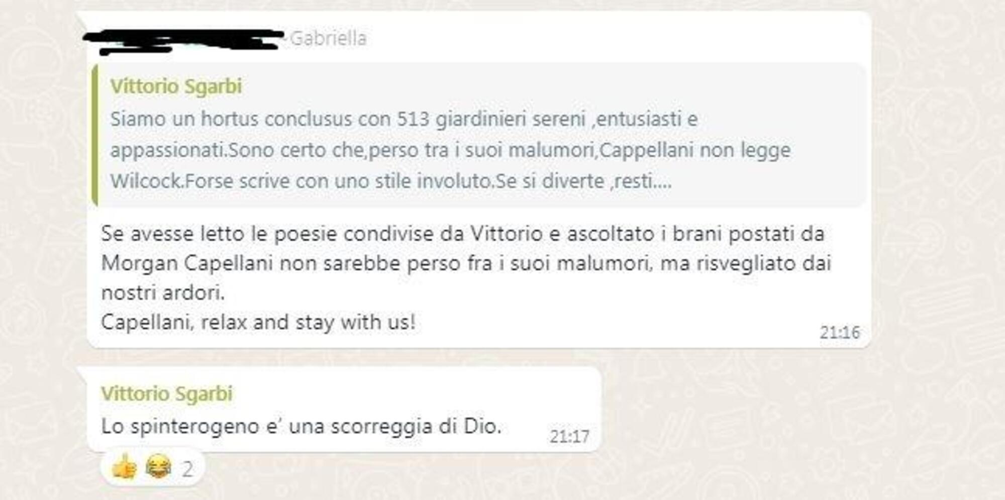 L&#039;incursione di Ottavio Cappellani nella chat Rinascimento e Dissoluzione di Sgarbi e Morgan