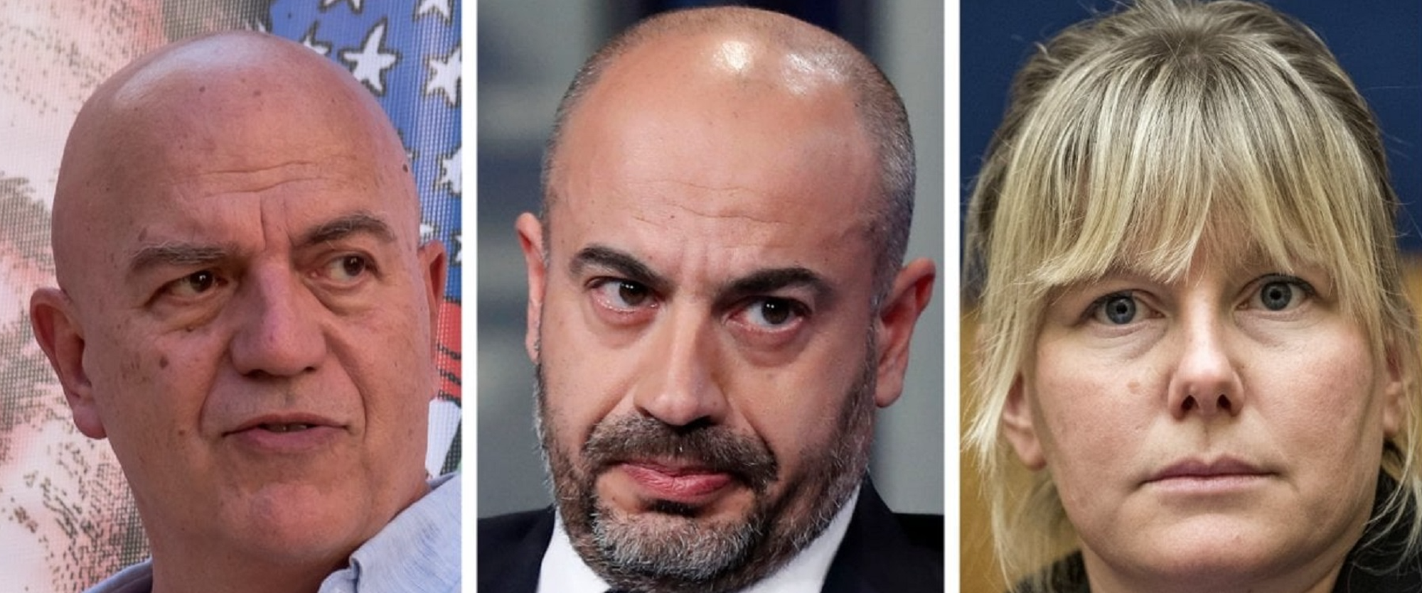 Marco Rizzo (Italia Sovrana e Popolare), Gianluigi Paragone (ItalExit) e Sara Cunial (Vita)