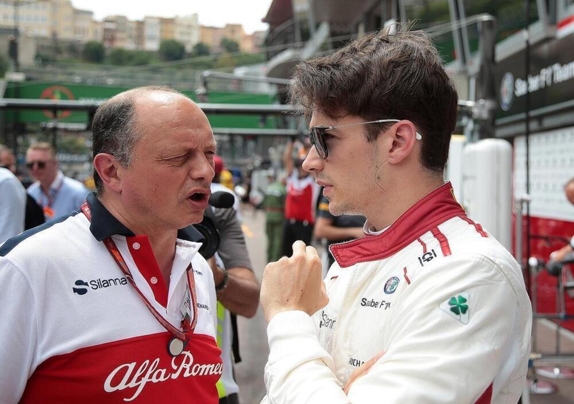 Fr&eacute;d&eacute;ric Vasseur e Charles Leclerc