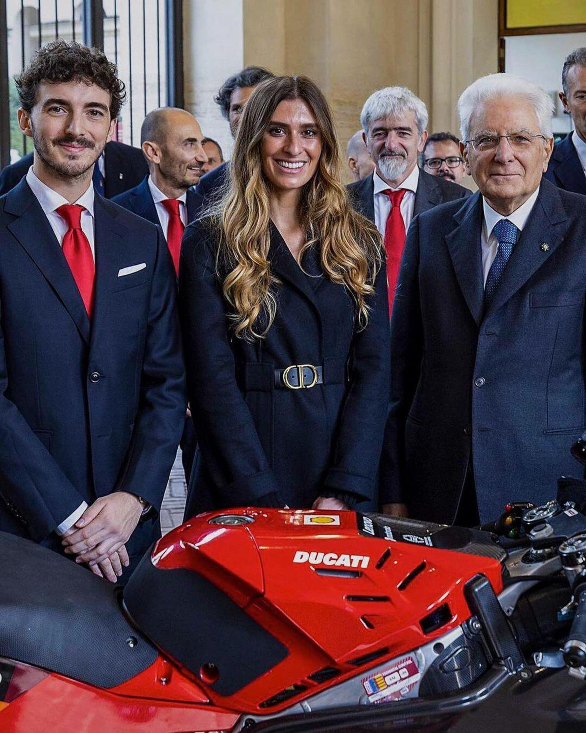 Pecco Bagnaia, Domizia Castagnini e Sergio Mattarella