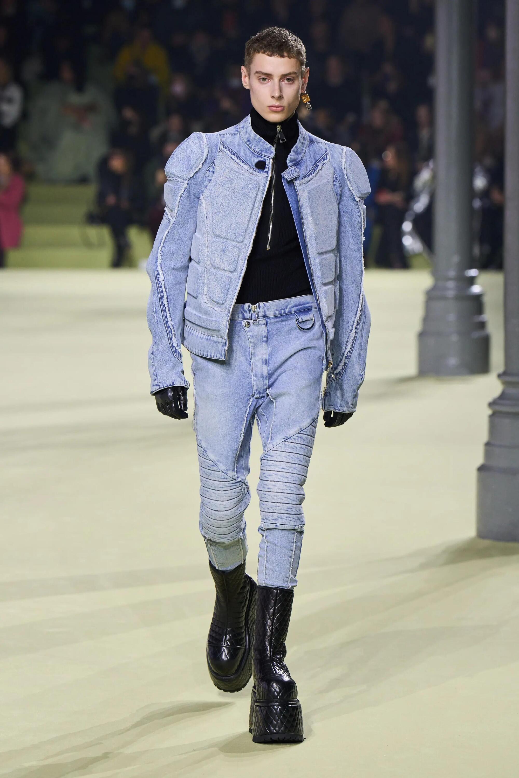 Balmain denim biker jacket