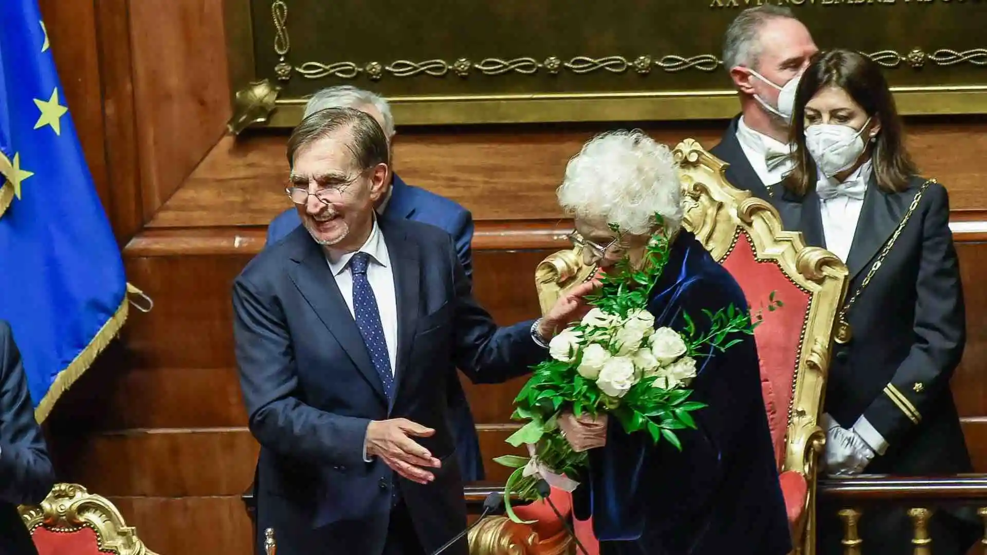 Ignazio La Russa il giorno dell&#039;elezione a Presidente del Senato insieme a Liliana Segre