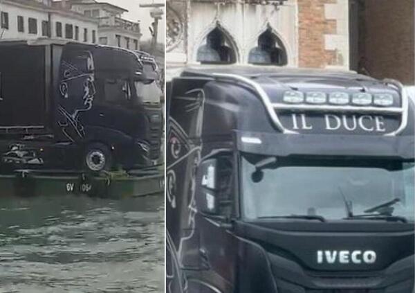 Cosa ci fa un camion con l&#039;effige di Mussolini e la scritta &quot;Duce&quot; a Venezia? [VIDEO]