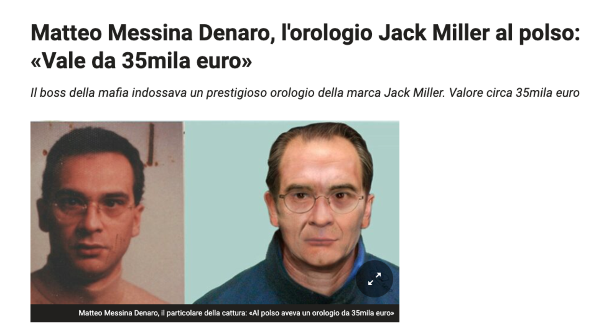 Jack Miller e Matteo Messina Denaro orologio