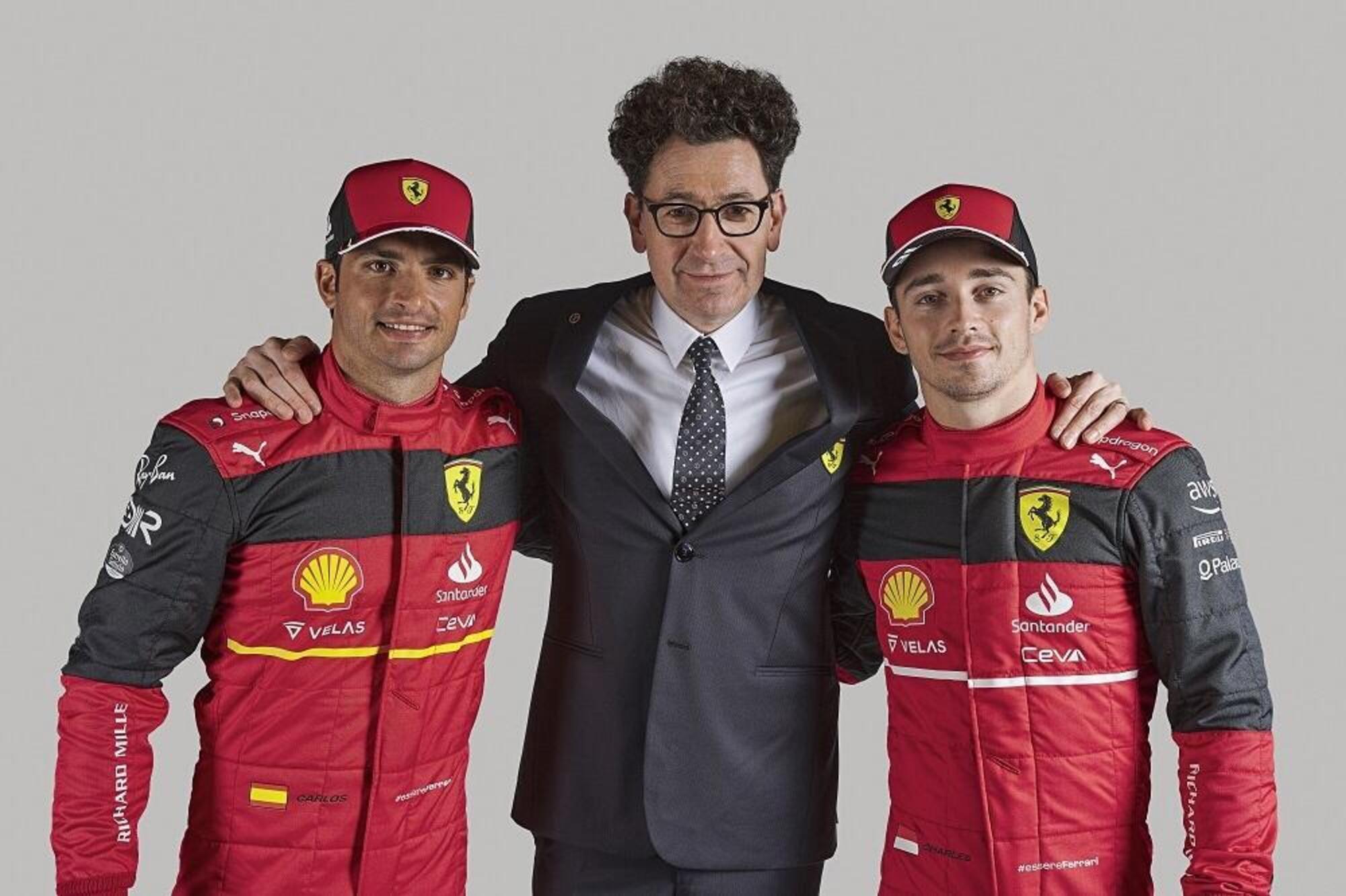 Mattia Binotto con Sainz e Leclerc