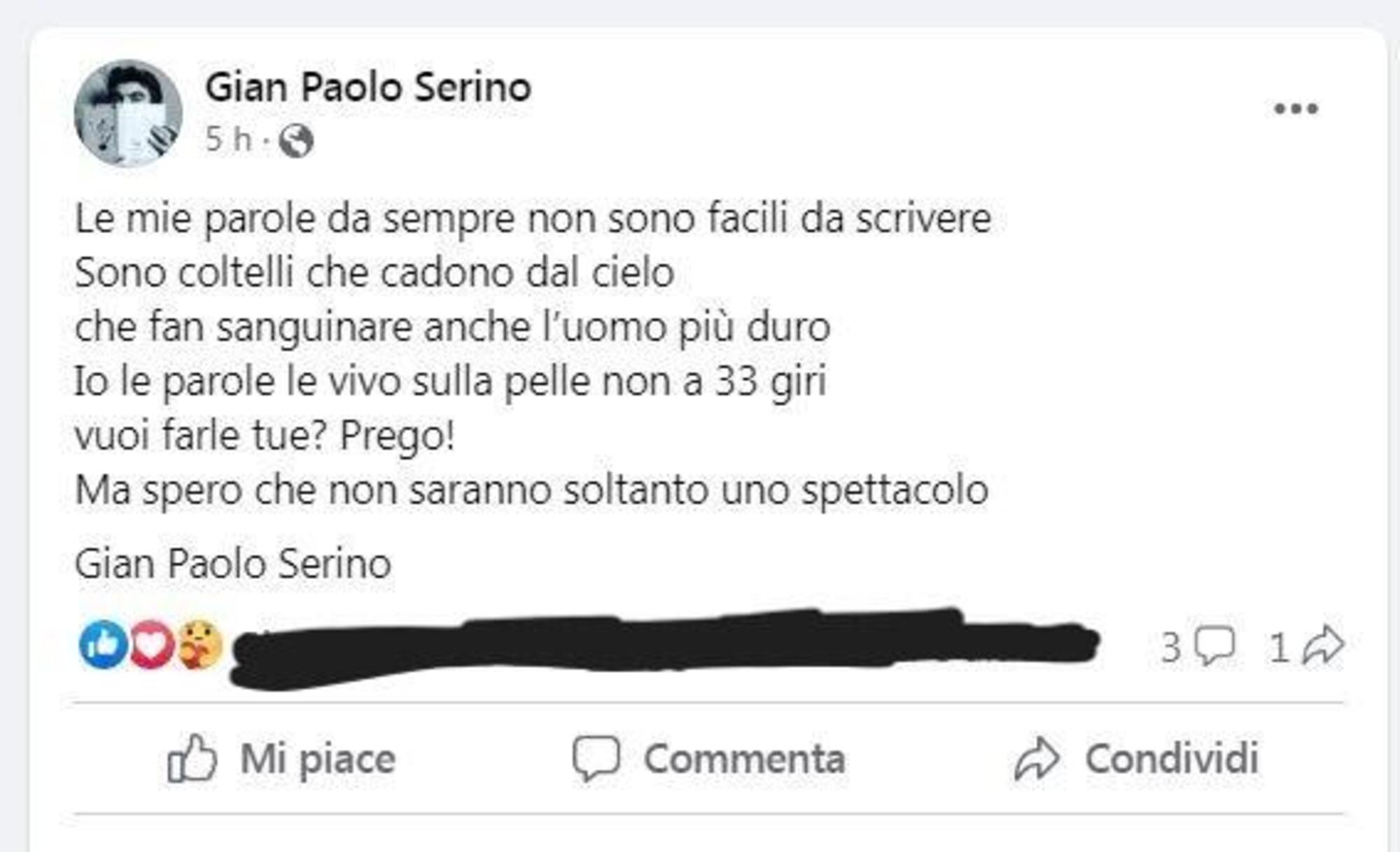 L&#039;ultimo post di Gian Paolo Serino