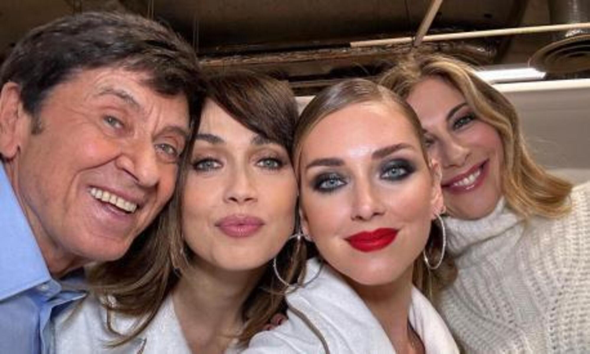 I co-conduttori Gianni Morandi, Chiara Francini, Chiara Ferragni e Francesca Fagnani