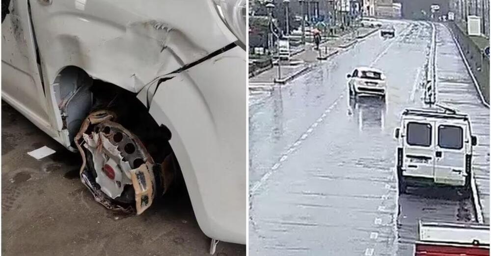 Ubriaco sbanda e perde una ruota dell&rsquo;auto, ma non si ferma. La polizia pubblica le incredibili immagini [VIDEO]