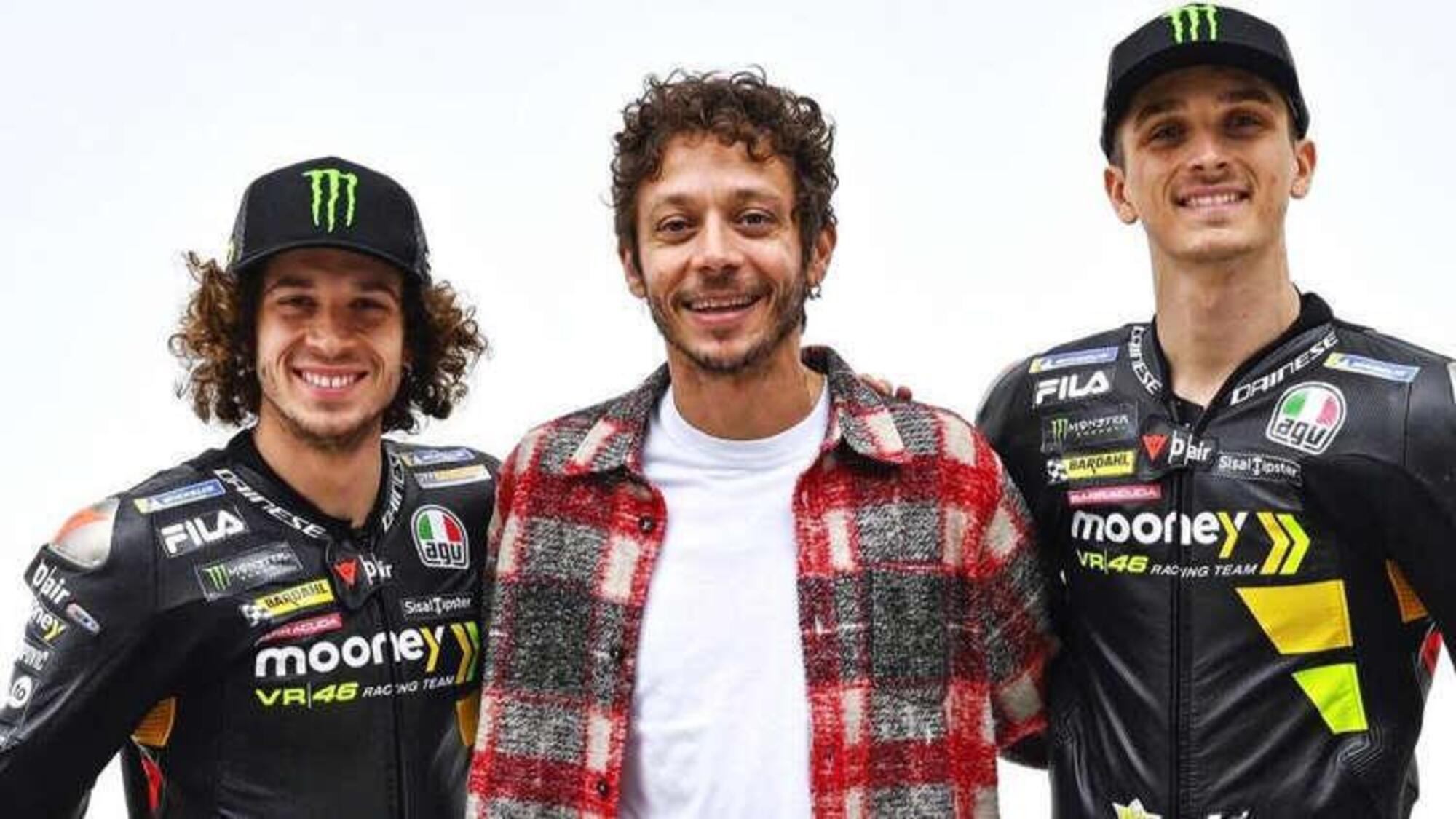 Luca Marini, Marco Bezzecchi e Valentino Rossi