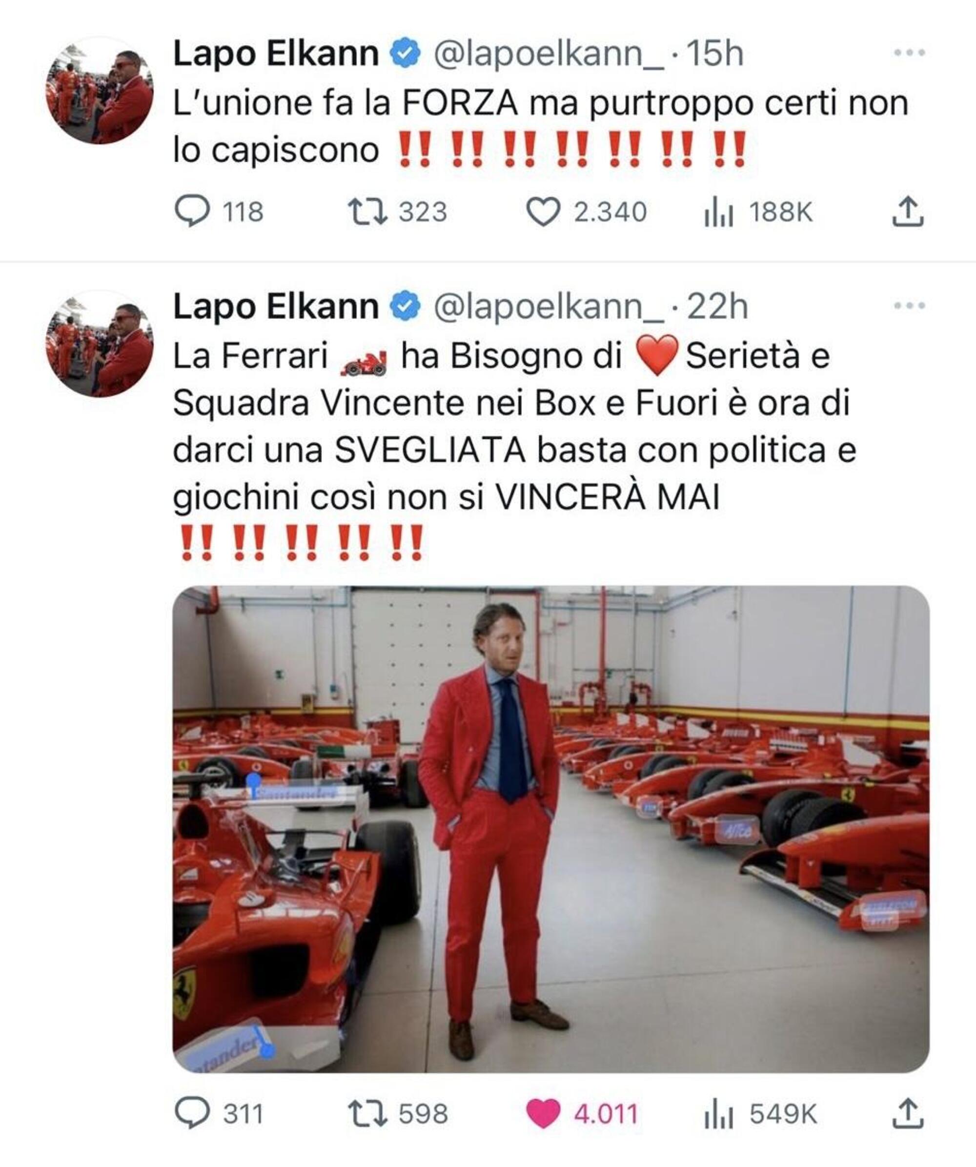 Il post di Lapo su Twitter