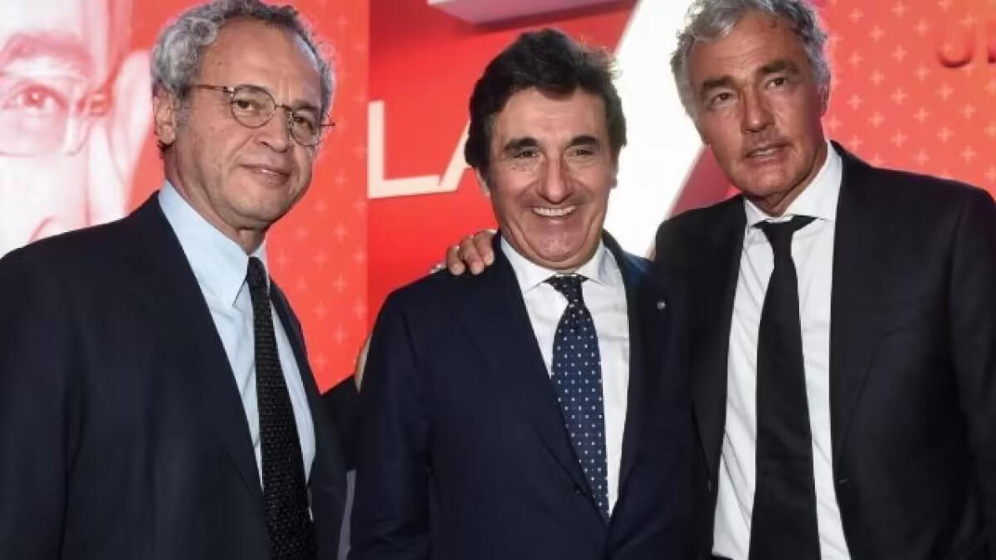 Urbano Cairo in mezzo a Enrico Mentana e Massimo Giletti