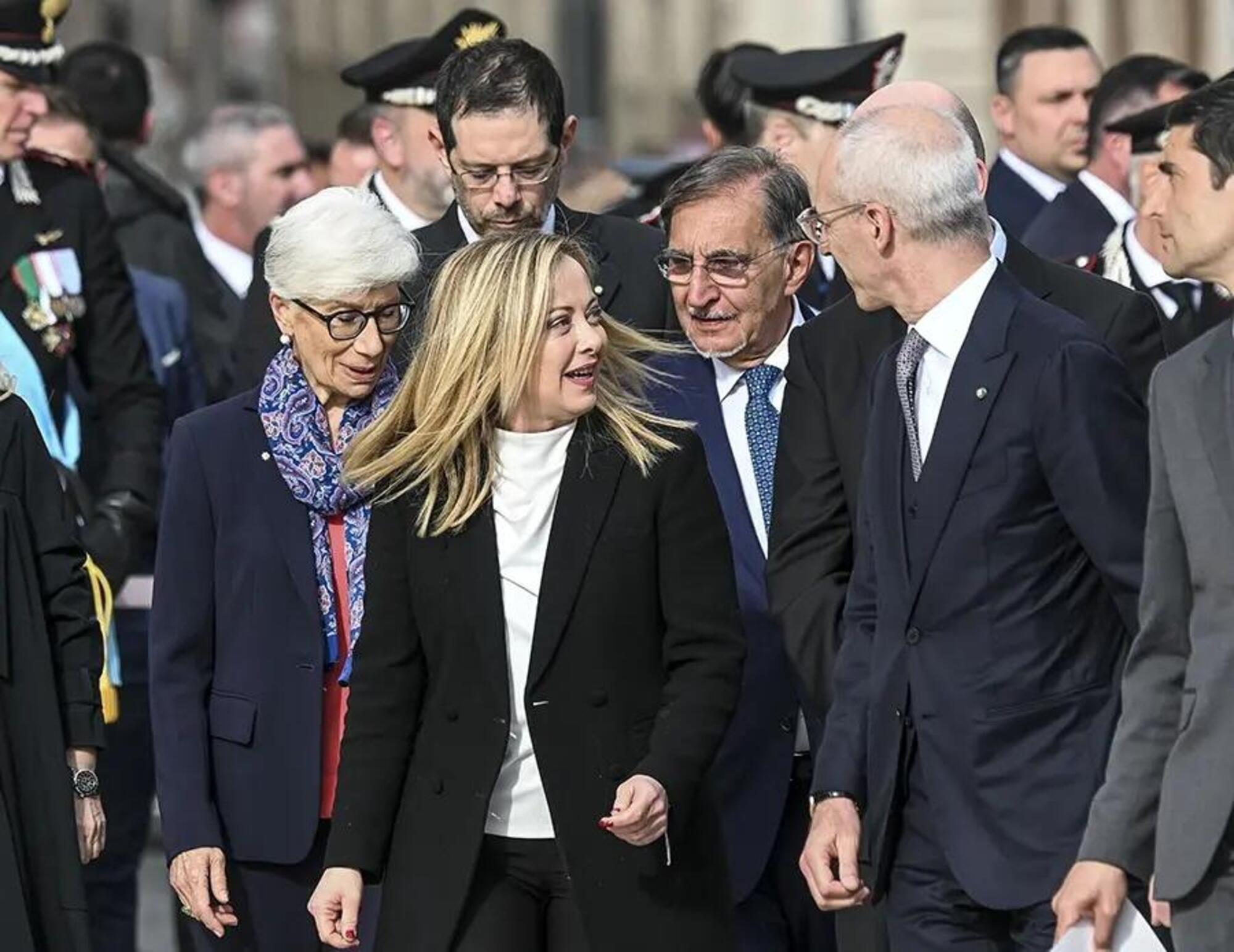 Giorgia Meloni durante la celebrazione del 25 aprile