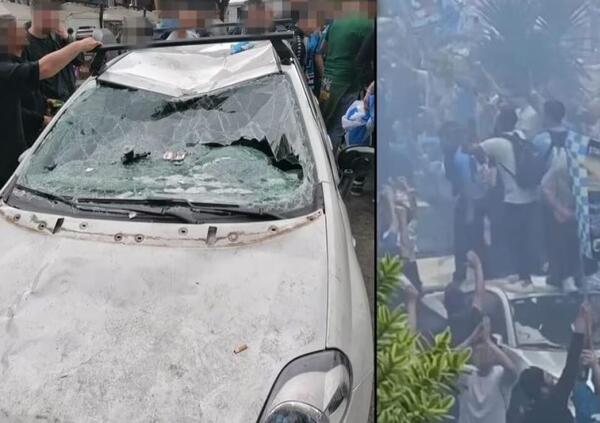 Decine di auto devastate dopo Napoli-Salernitana. E nel caos un disabile resta bloccato