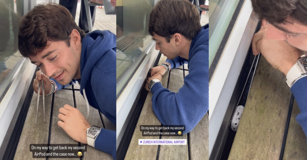 [VIDEO] Leclerc recupera le airpods con delle bacchette e la Apple ringrazia: il video del giorno in tendenza grazie al campione Ferrari  