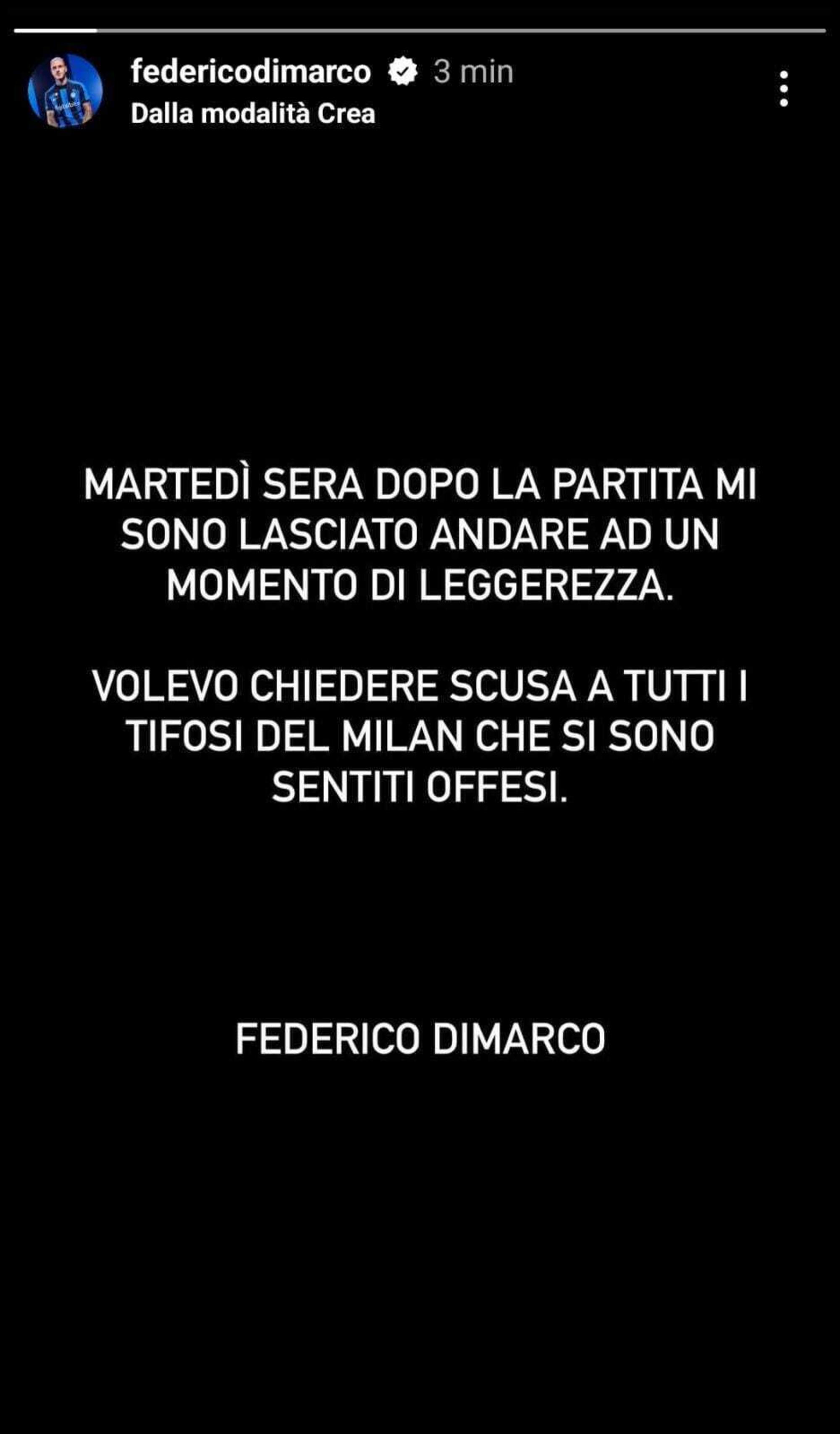 Le scuse del calciatore interista Di Marco