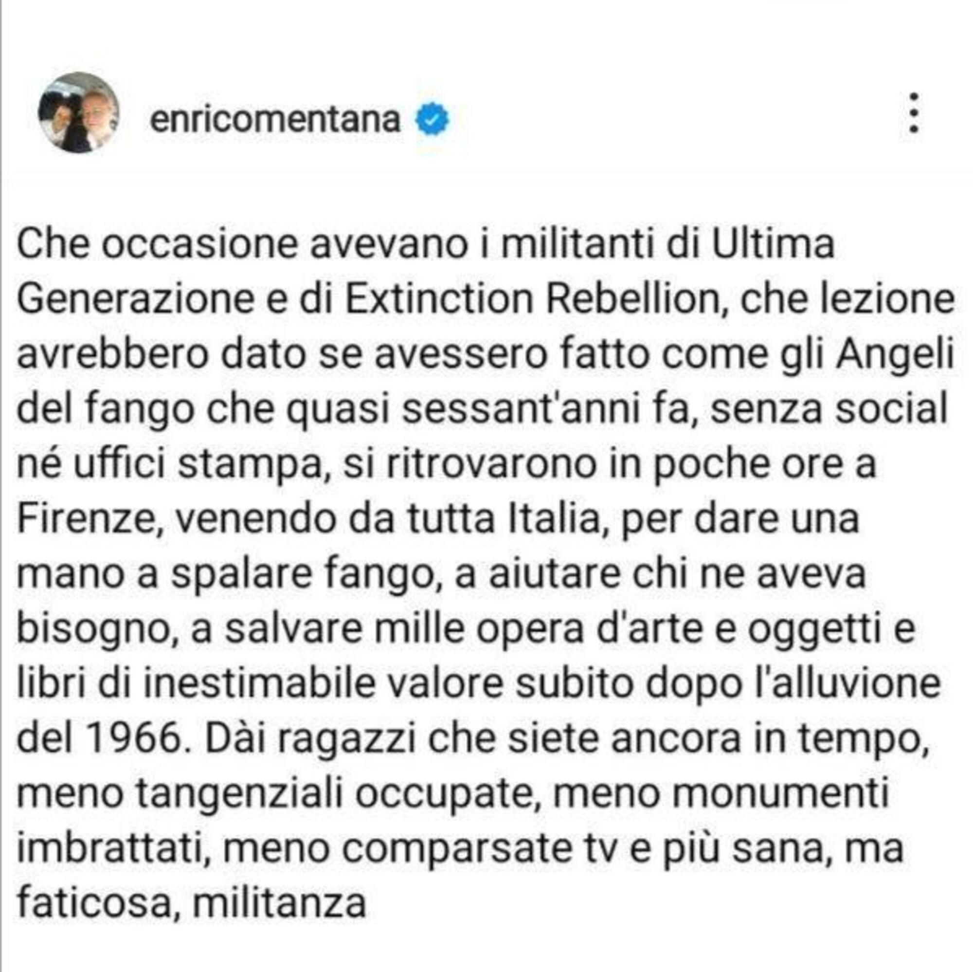 Il post di Mentana contro Ultima Generazione ed Extinction Rebellion