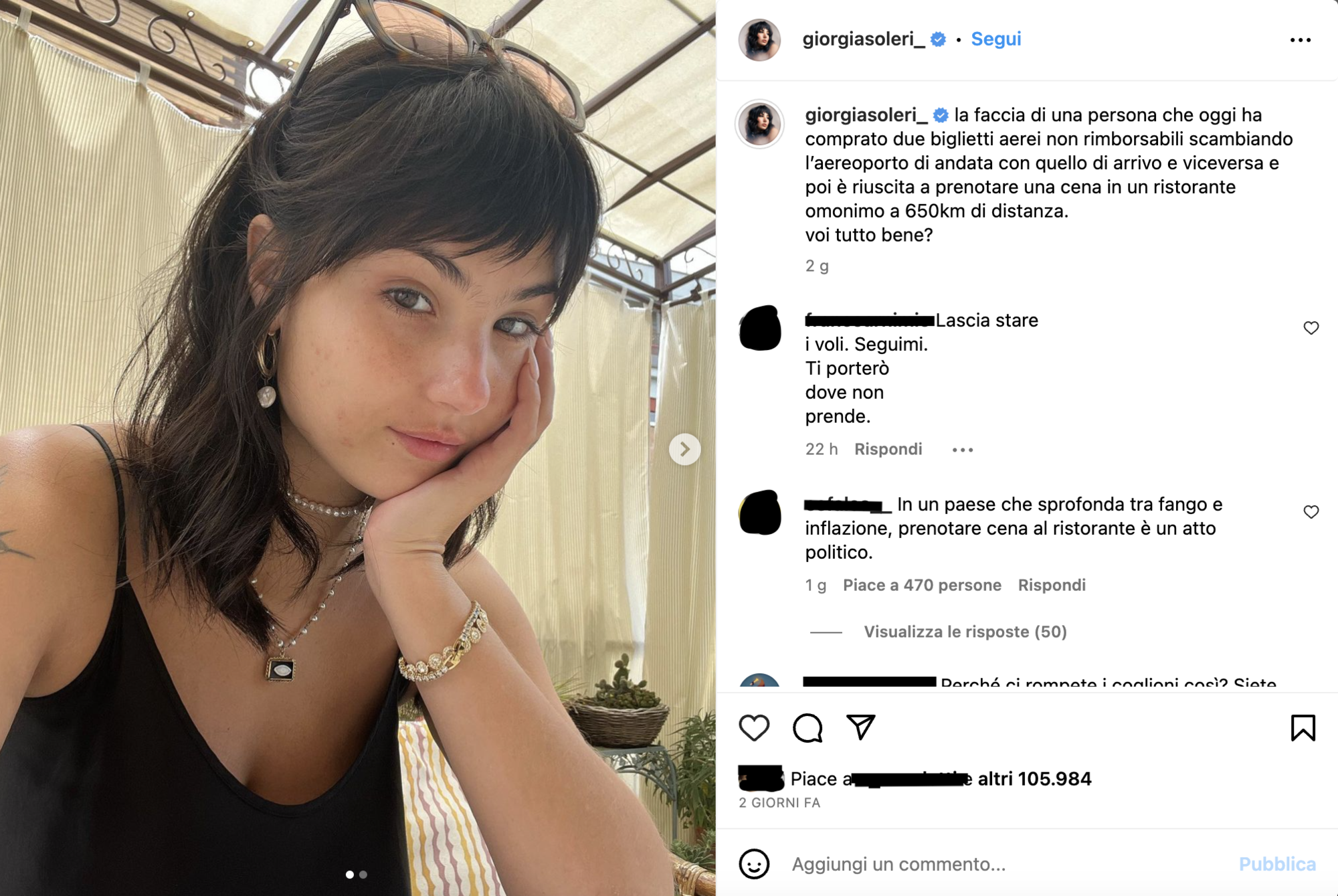 Il post di Giorgia Soleri