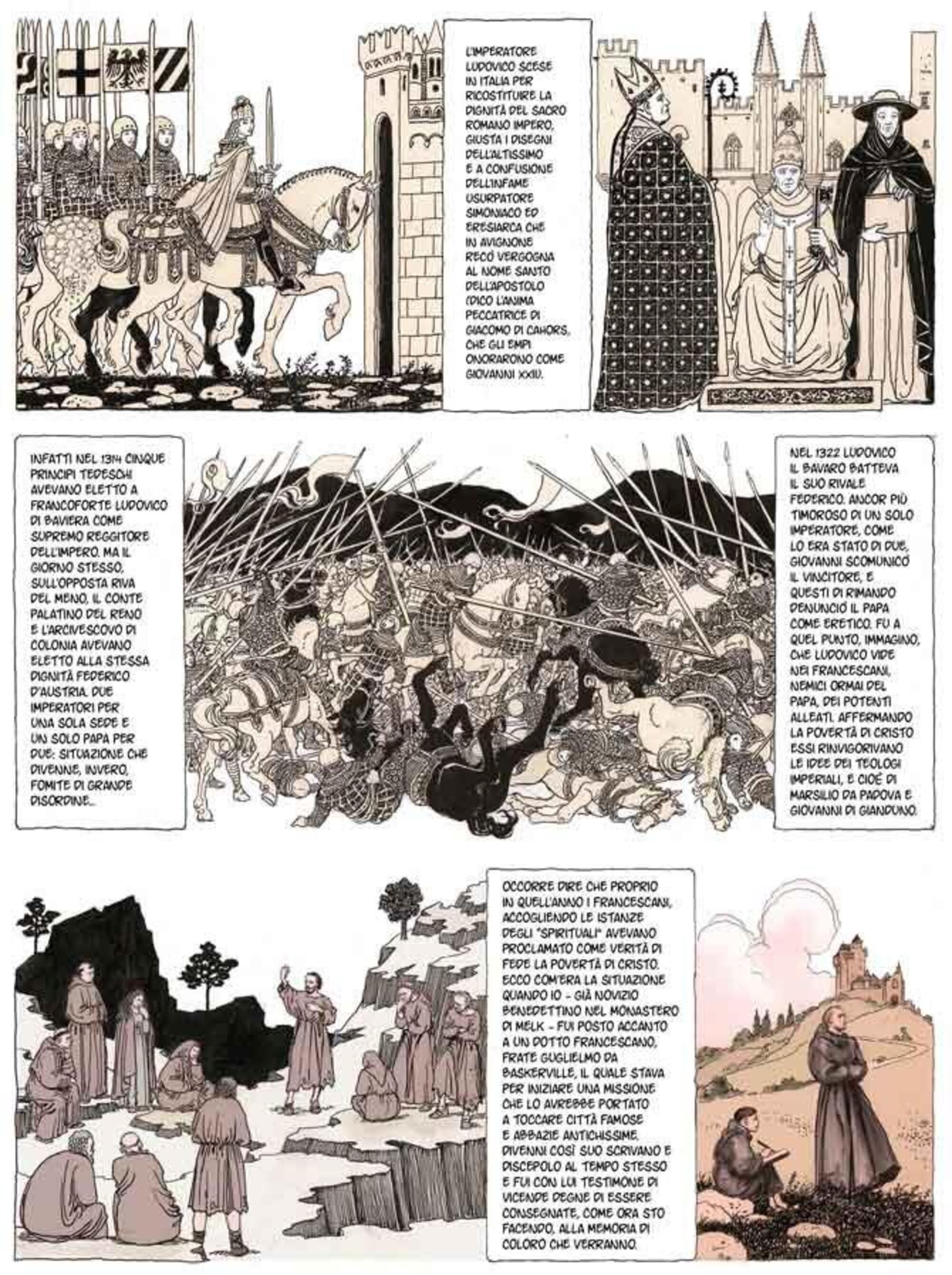 Un altro estratto del fumetto basato sul romanzo di Umberto Eco