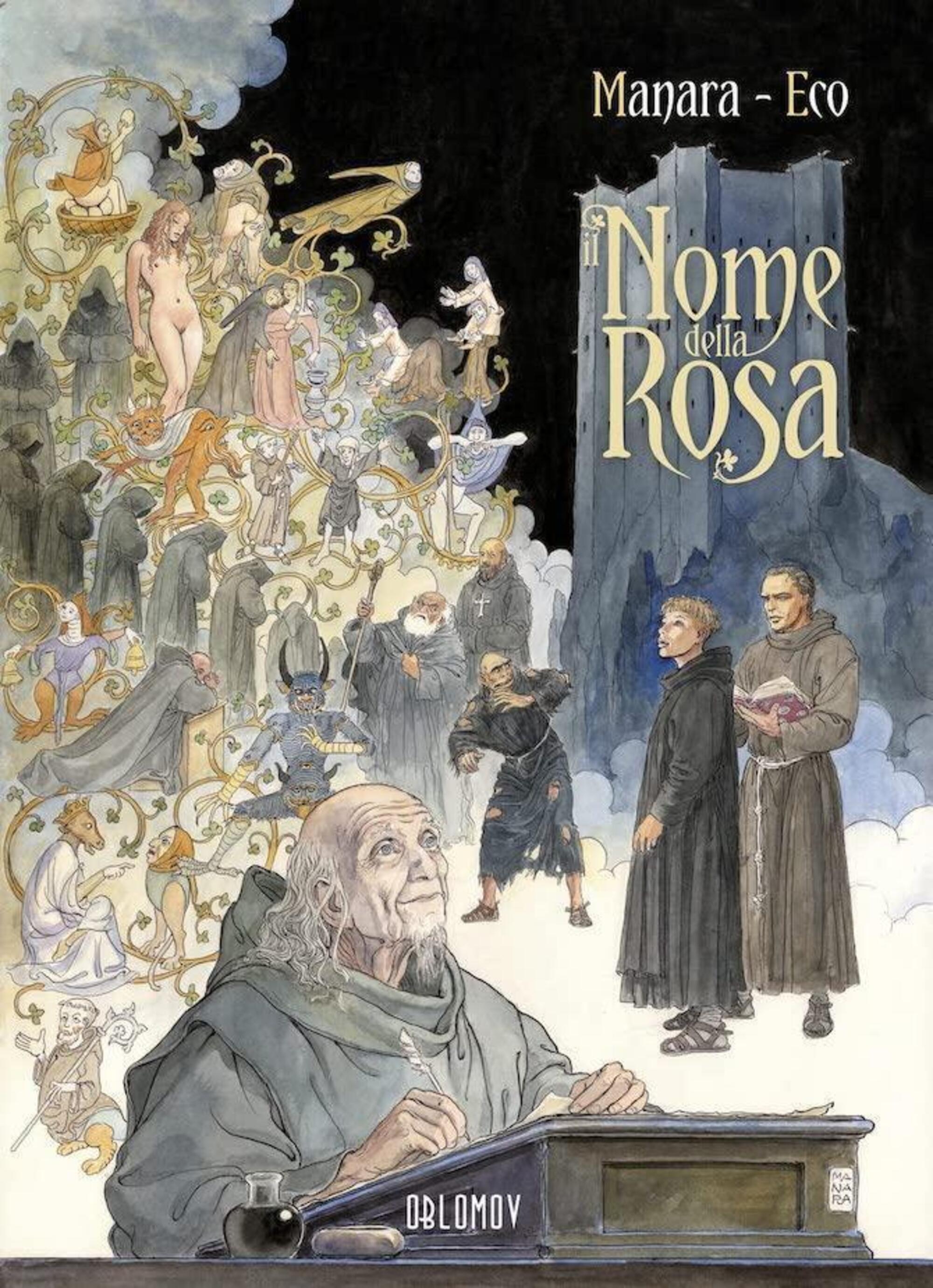 La copertina de &quot;Il nome della rosa&quot; di Manara-Eco