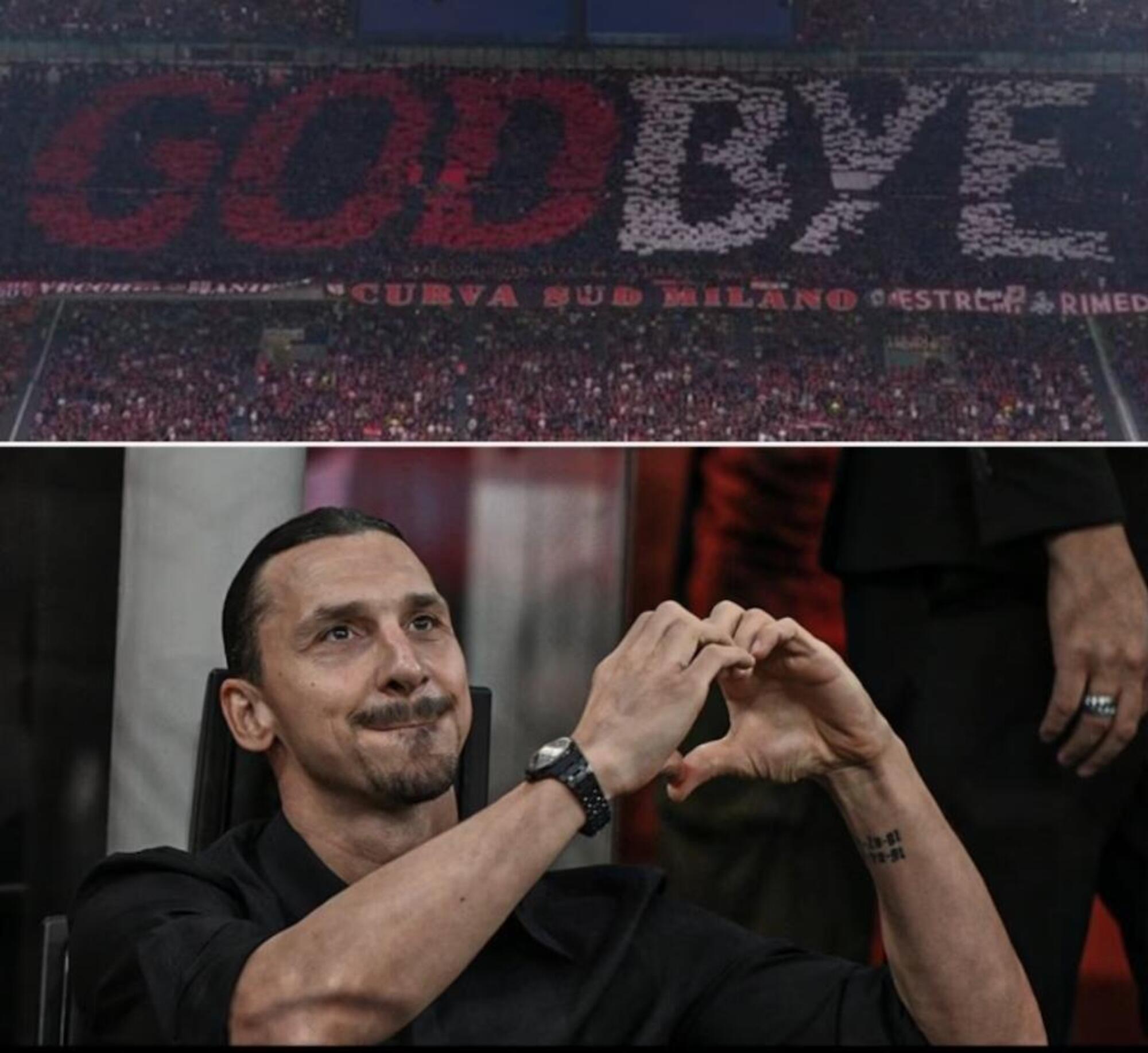 Il saluto (ricambiato) della curva del Milan a Ibra