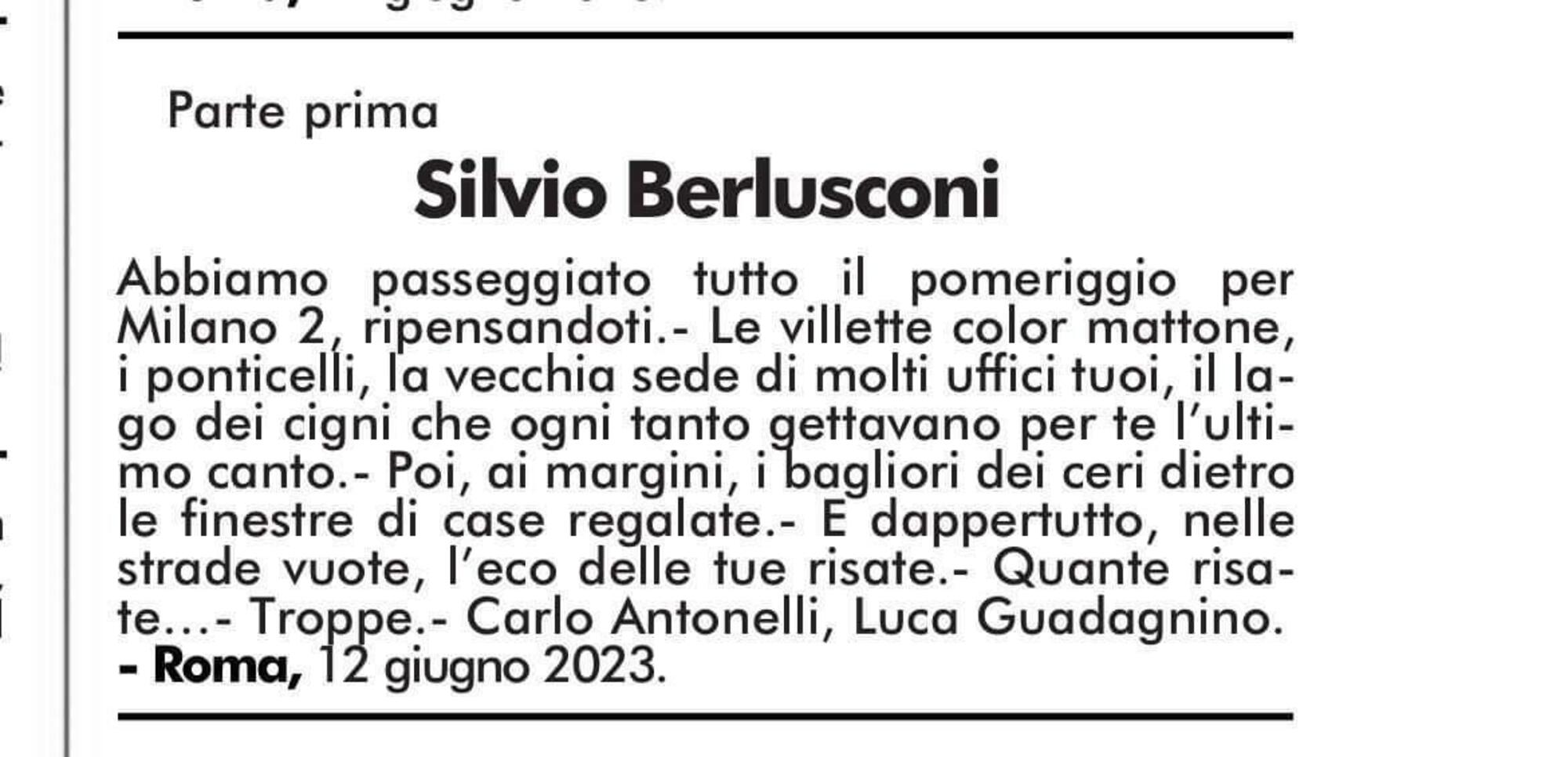 Il necrologio di Carlo Antonelli e Luca Guadagnino