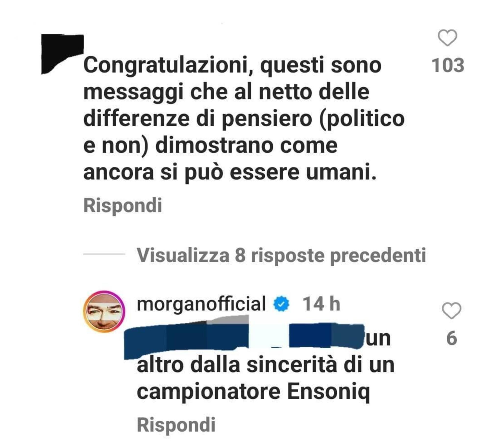 Morgan sotto post Celentano