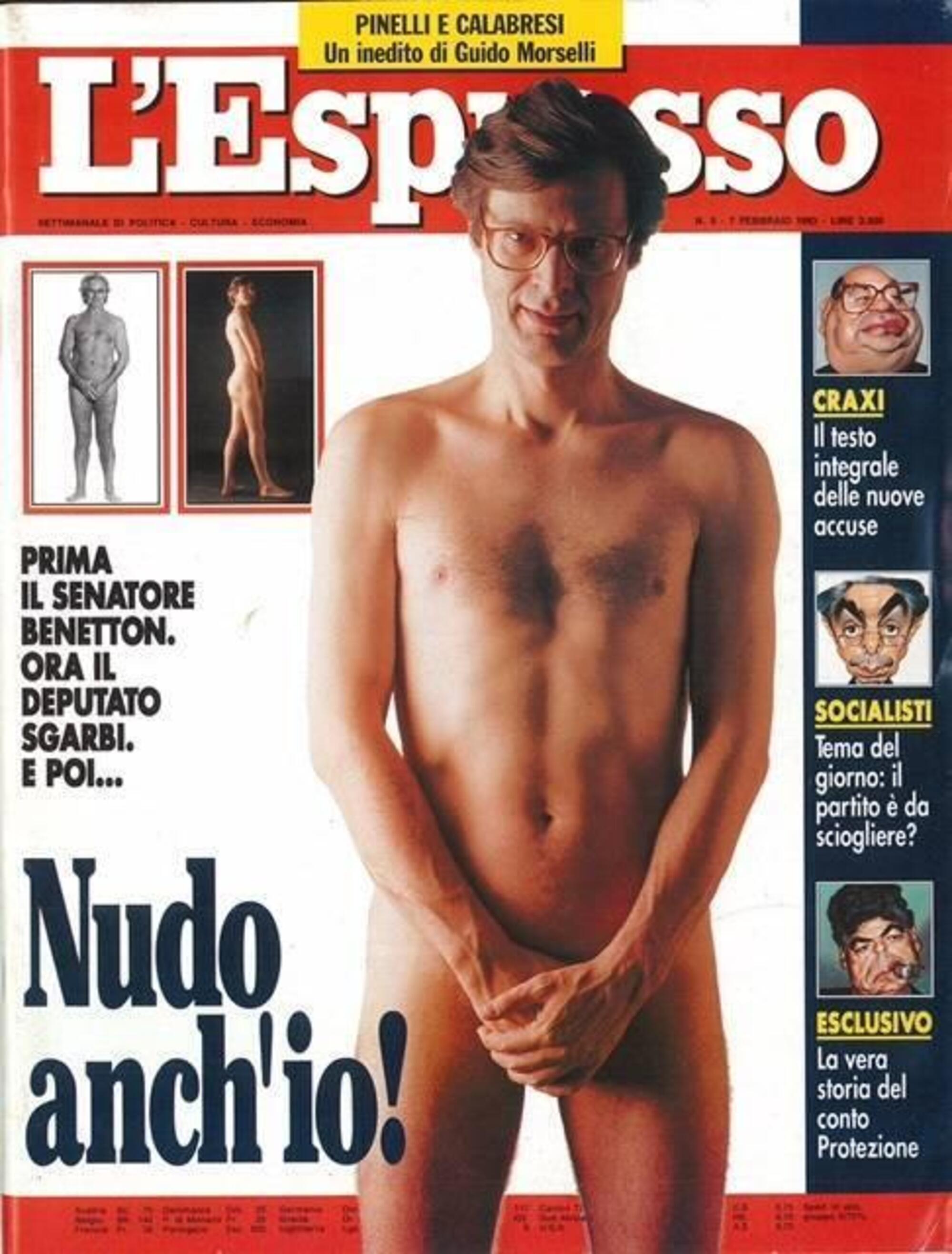Vittorio Sgarbi nudo sulla copertina de L'Espresso