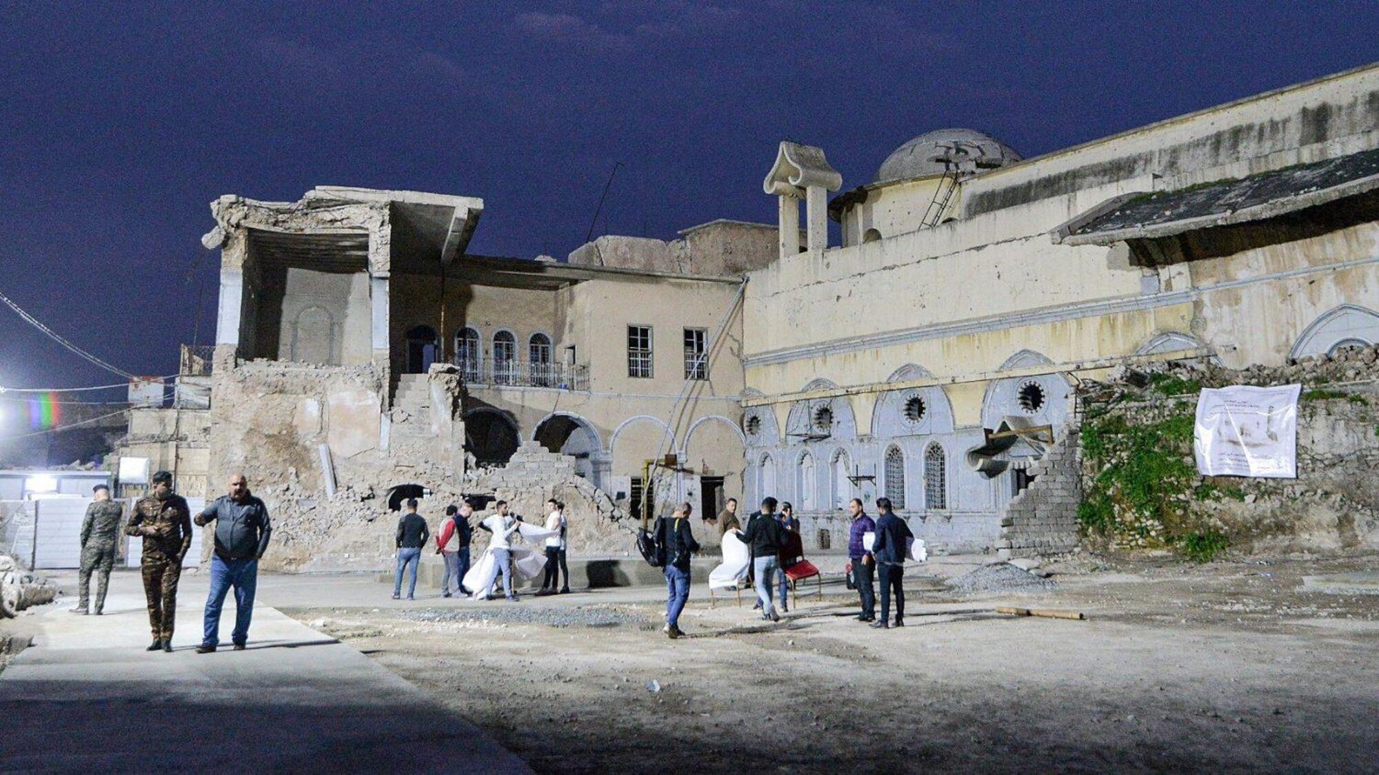 La delle rovine della Chiesa dell&#039;Immacolata Concezione a Qaraqosh, in Iraq