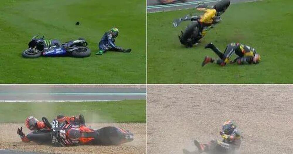 [VIDEO] MotoGP imbizzarrite a Silverstone: i piloti tornano a fare i conti con ghiaia e paura!