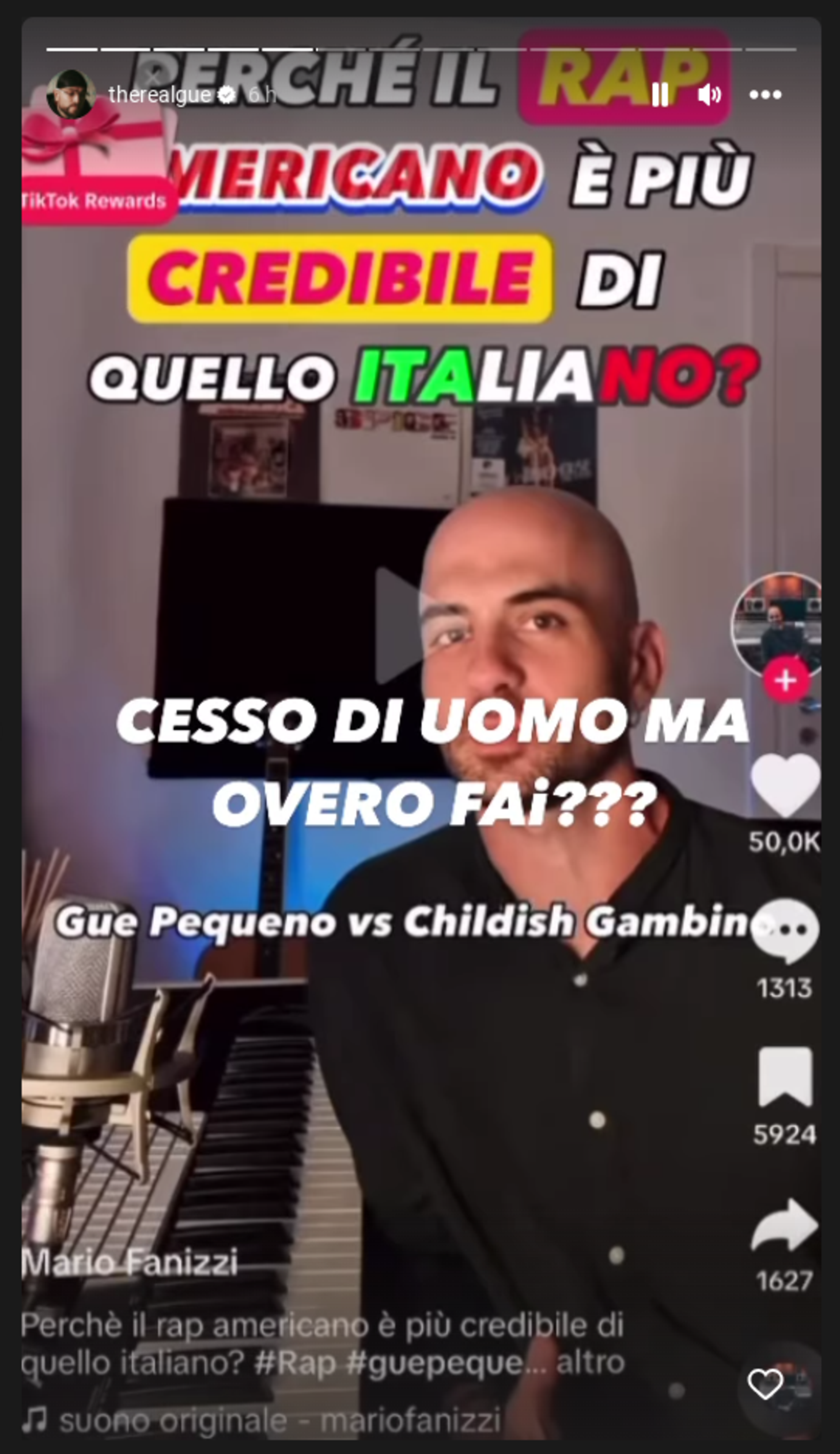 La storia Instagram di Gu&egrave; Pequeno contro Mario Fanizzi