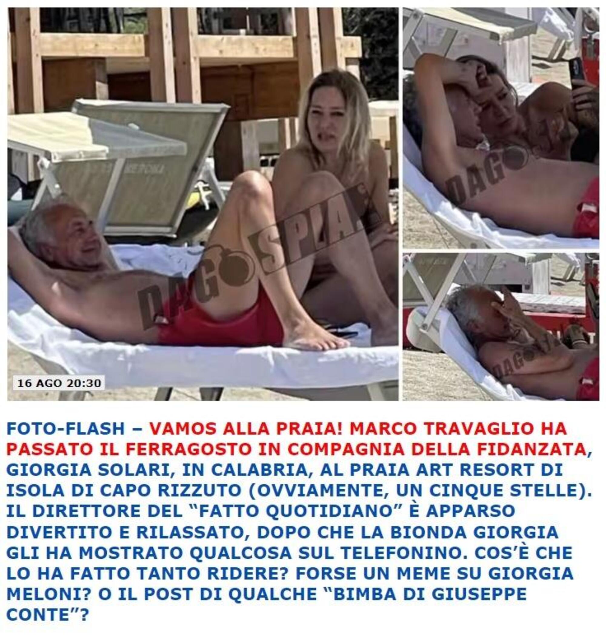 La notizia su Dagospia di Travaglio paparazzato con Giorgia &quot;Solari&quot; (in realt&agrave; Salari)