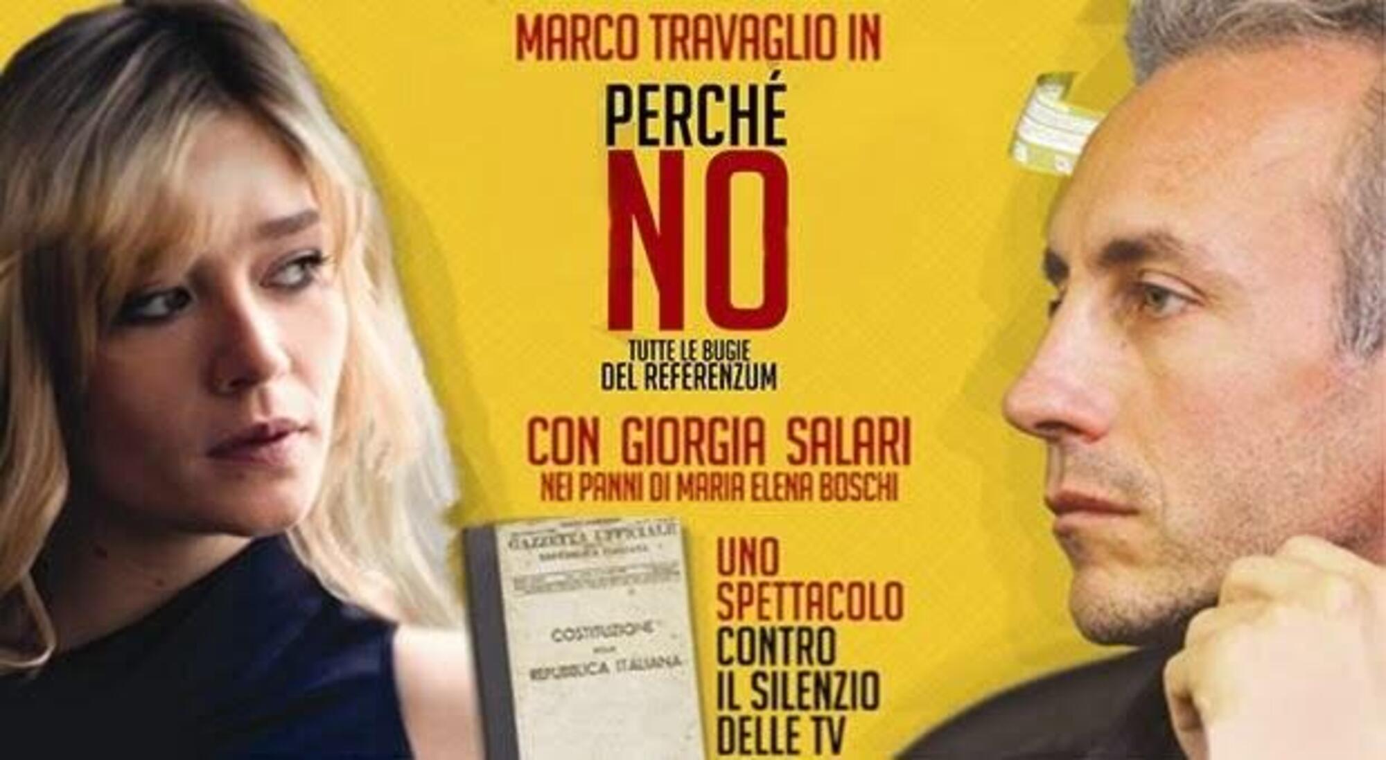 La locandina di &quot;Perche no&quot; con Travaglio e Giorgia Salari