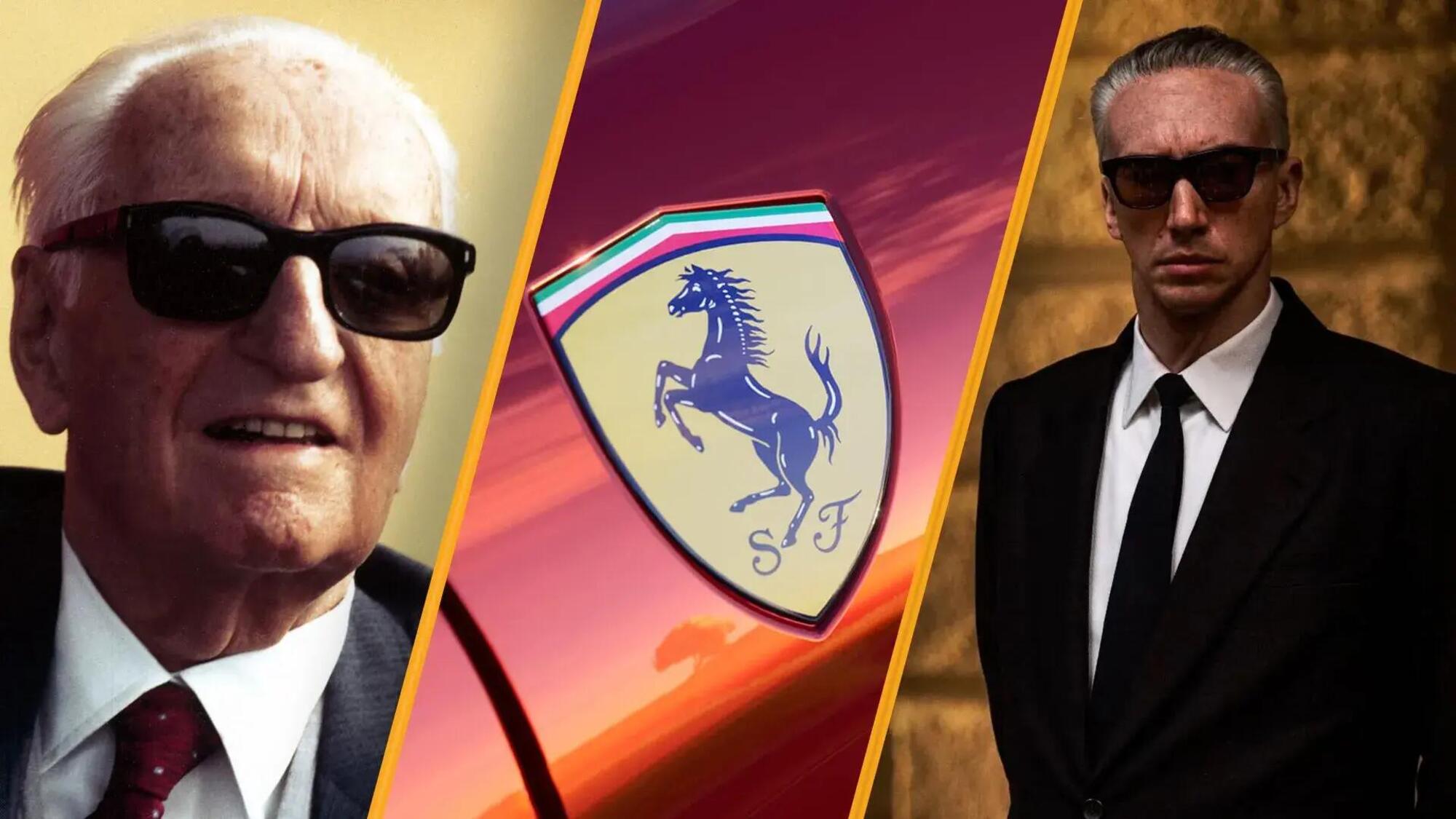 Enzo Ferrari e Adam Driver che lo interpreta nel film 