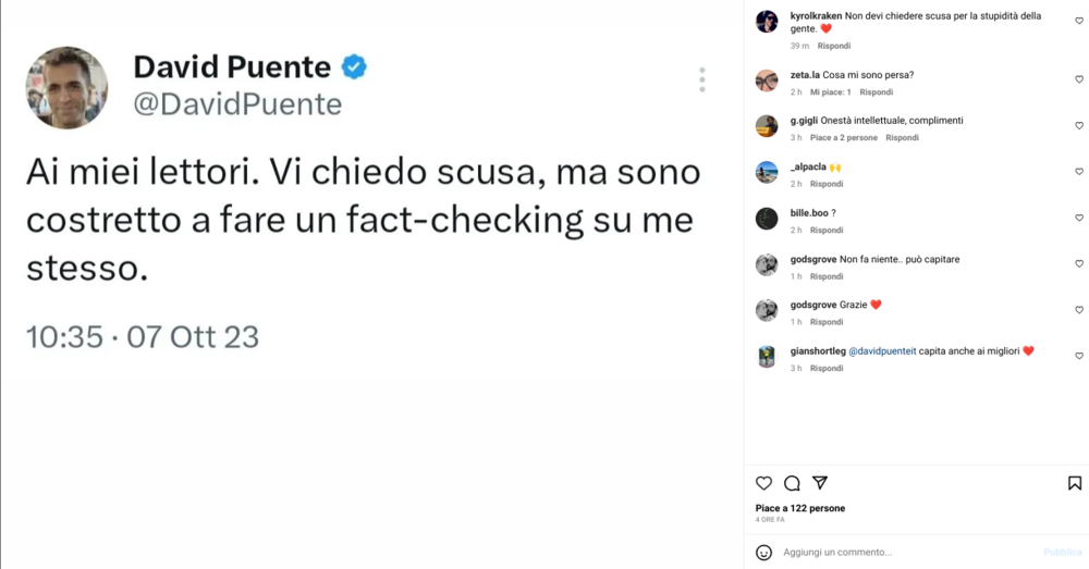 Dopo Fabbri altro &quot;giallo&quot; su Puente: &egrave; giornalista o no? E il fact-checking di Open &egrave; in discussione...