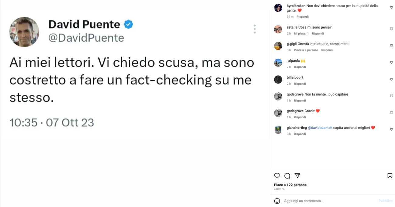 Dopo Fabbri altro &quot;giallo&quot; su Puente: &egrave; giornalista o no? E il fact-checking di Open &egrave; in discussione...