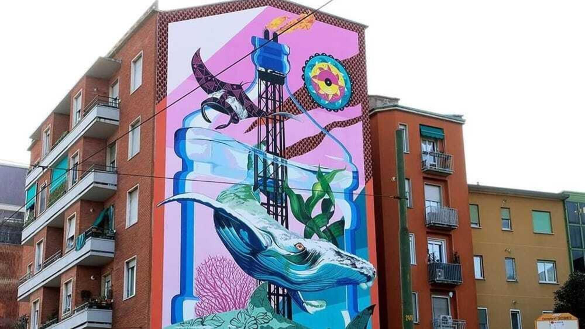 Il mega murales di Lambrate che simboleggia la purificazione dell'aria