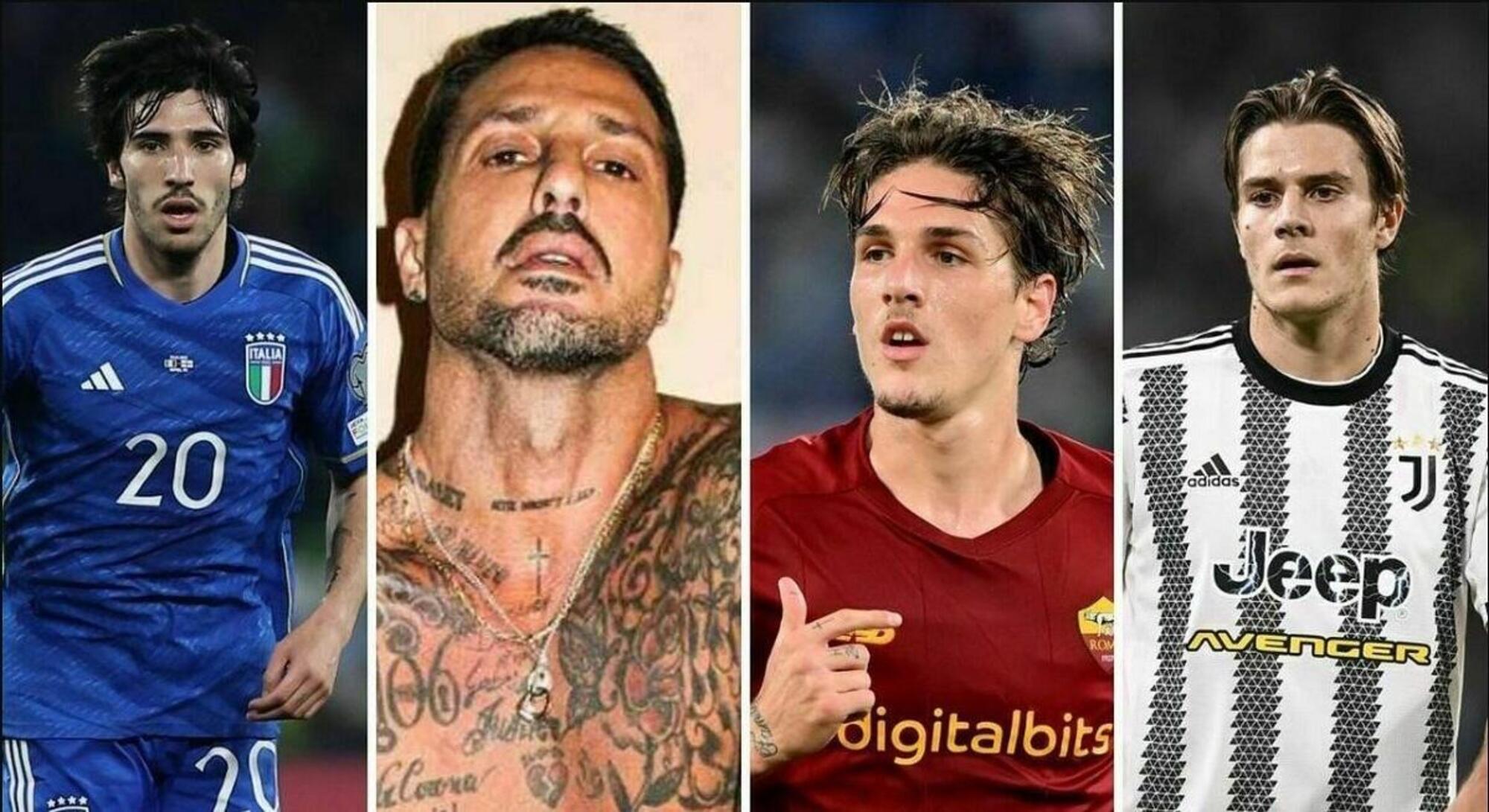 Al centro Fabrizio Corona che ha fatto esplodere lo scandalo (e l&#039;inchiesta) sul Calcioscommesse in cui sono coinvolti Sandro Tonali, Nicol&ograve; Fagioli e Nicol&ograve; Zaniolo