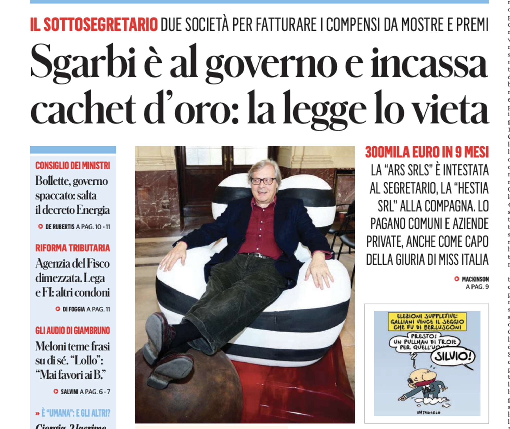 La prima pagina de Il Fatto Quotidiano