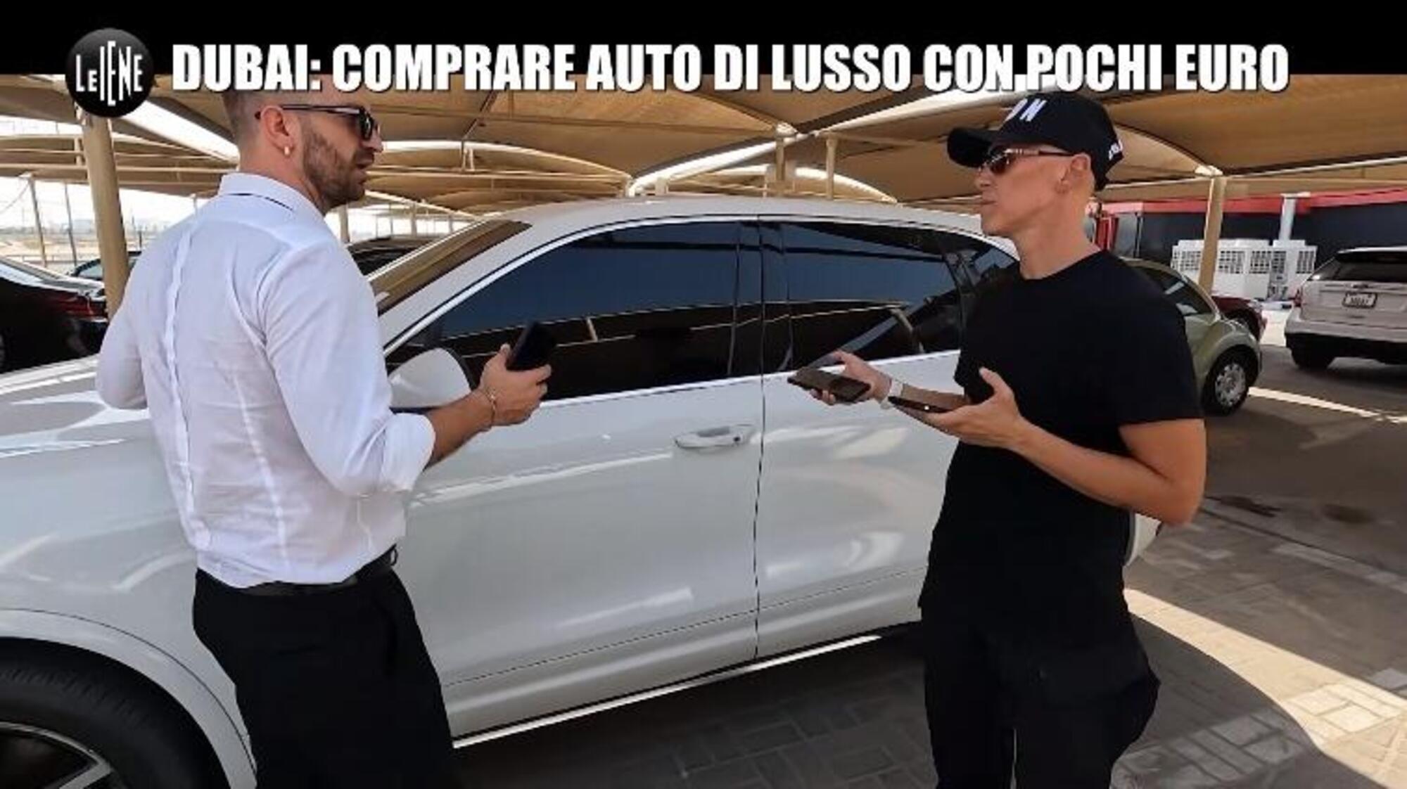 L&#039;inviato de Le Iene Stefano Corti con il &quot;car buster&quot; e il Cayenne che hanno provato a comprare a Dubai